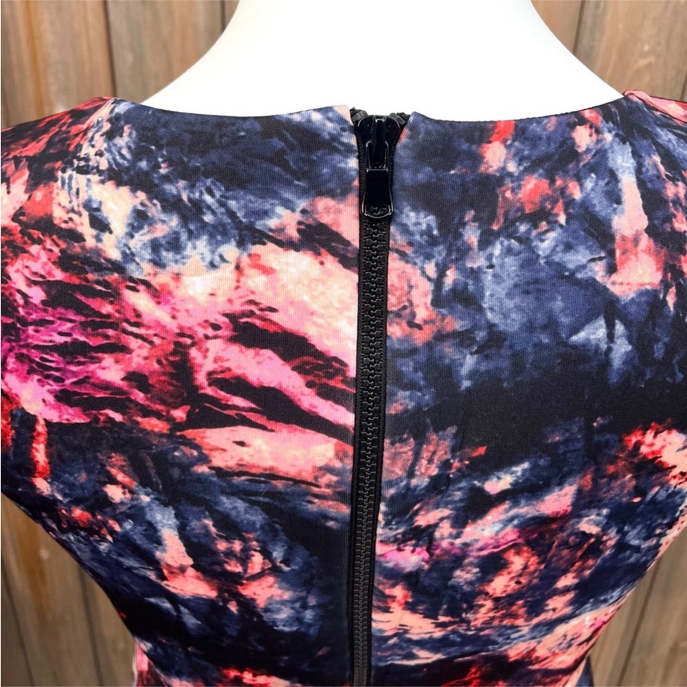 Cynthia Rowley Black Peach Abstract Print Scuba Lined Dress - Picture 11 of 11